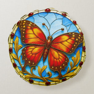 Glas-in-loodraam vlinder rond kussen