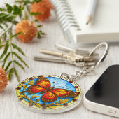 Glas-in-loodraam vlinder sleutelhanger (Voorkant Rechts)