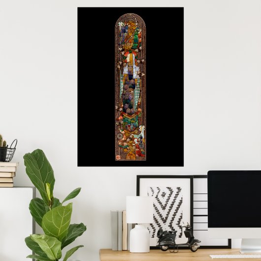 Glas-in-loodraamontwerp van St. Gobnait Poster (Thuiskantoor)