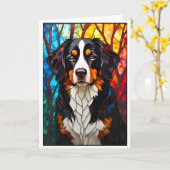 Glas-in-loodstijl Berner Sennenhond Kaart (Gele Bloem)