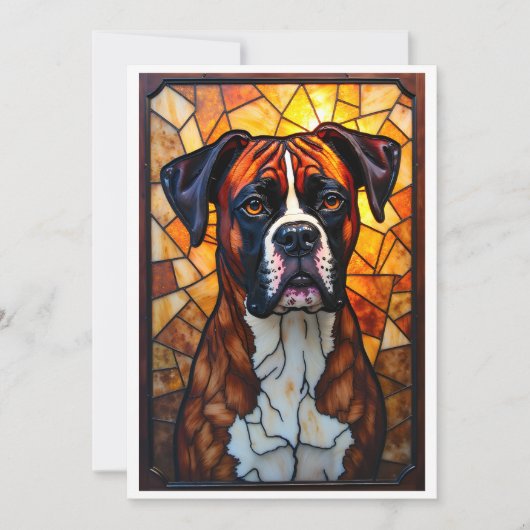 Glas-in-loodstijl Boxer Hond Kaart (Voorkant)