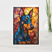 Glas-in-loodstijl Dobermann-hond Kaart (Voorkant)
