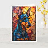 Glas-in-loodstijl Dobermann-hond Kaart (Gele Bloem)