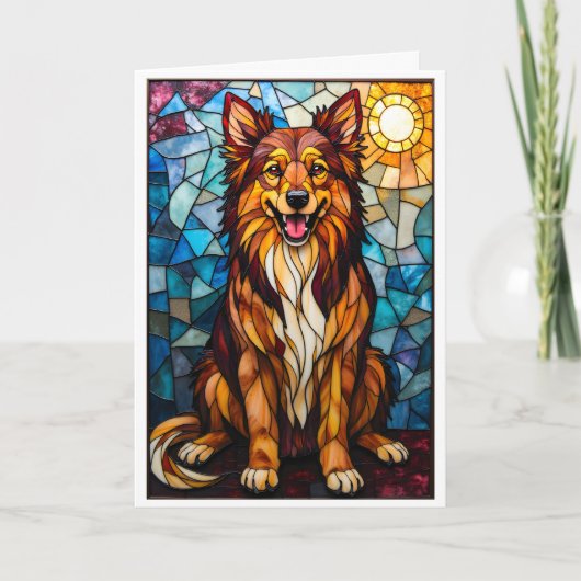 Glas-in-loodstijl gemengd ras hond kaart (Voorkant)