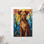 Glas-in-loodstijl Gemengd Ras Hond Plat Kaart (Voorkant / Achterkant in situ)