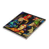 Glas-in-loodstijl Kerststal Tegeltje (Zijkant)