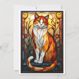 Glas-in-loodstijl knappe oranje kat kaart