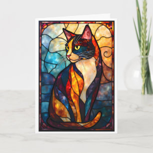 Glas-in-loodstijl Schattige Calico Kaart