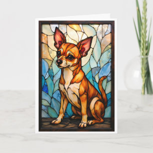 Glas-in-loodstijl Tan Chihuahua-hond Kaart