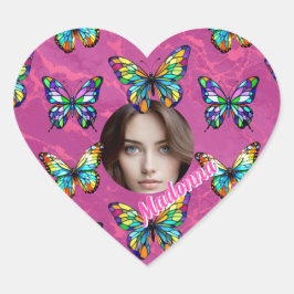 Glas-in-loodvlinder Hart Sticker