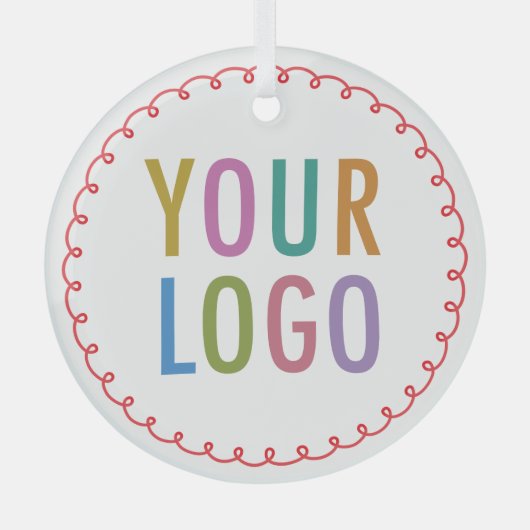 Glas Kerst Ornament met Custom Company Logo (Voorkant)