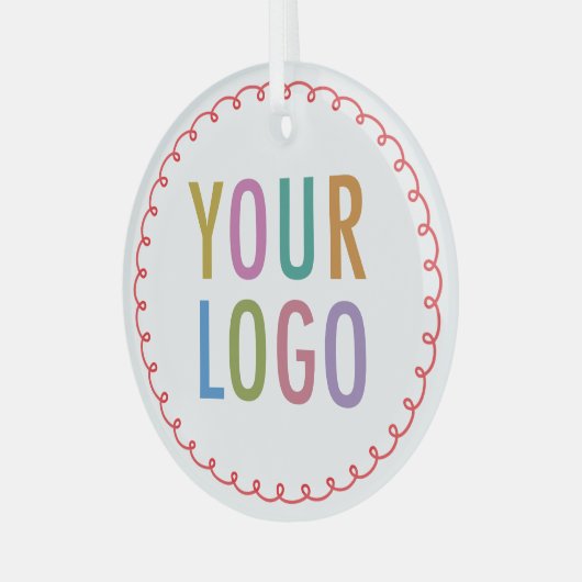 Glas Kerst Ornament met Custom Company Logo (Voorkant links)