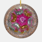 glas kerst roze juweel elegantie keramisch ornament (Achterkant)