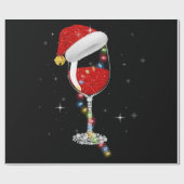 Glas kerstwijn met rode wijn cadeaupapier (Vlak)