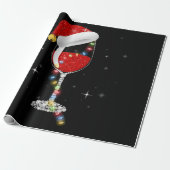 Glas kerstwijn met rode wijn cadeaupapier (Uitgerold)