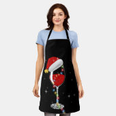 Glas kerstwijn met rode wijn schort (Gedragen)