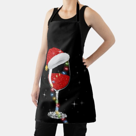 Glas kerstwijn met rode wijn schort (Insitu)