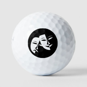 Glas Komedie / Tragedie zwart-wit Golfballen