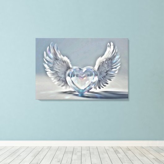 *~* Glas Kristal Harten Engel Vleugels AP78 Canvas Afdruk (Insitu (Houten vloer))