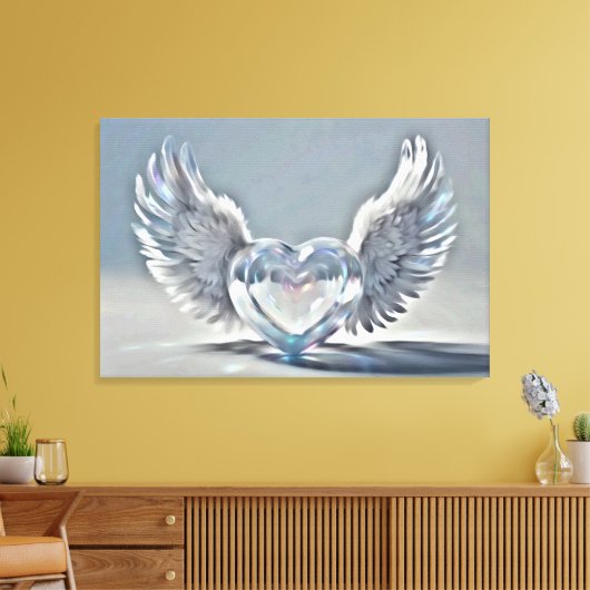 *~* Glas Kristal Harten Engel Vleugels AP78 Canvas Afdruk (Insitu (Woonkamer))