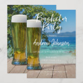 Glas licht bier op het strand kaart (Voorkant / Achterkant)