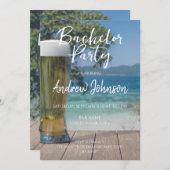 Glas licht bier op het strand kaart (Voorkant / Achterkant)