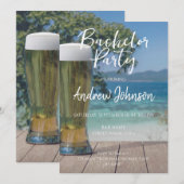 Glas lichtbier op het strand kaart (Voorkant / Achterkant)