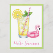 Glas limonade met flamingo briefkaart (Voorkant)