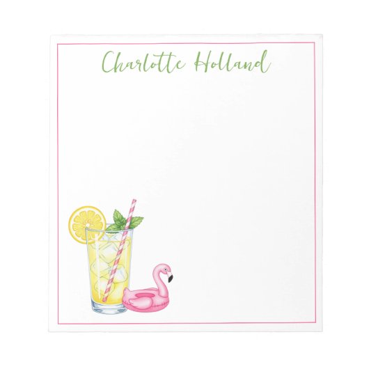 Glas limonade met flamingo notitieblok (Voorkant)