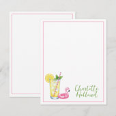 Glas limonade met flamingo notitiekaartje (Voorkant / Achterkant)