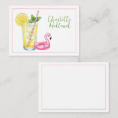 Glas Limonade Met Flamingo Notitiekaartje (Voorkant / Achterkant)