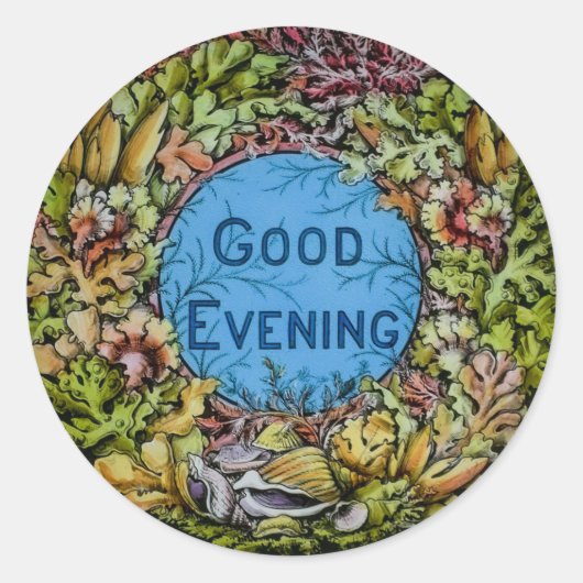  Glas Magische Lantaarn Slide Goede Avond Ronde Sticker (Voorkant)