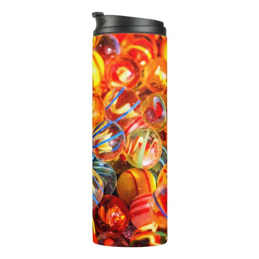 Glas marmer kleurrijke spelen knikkers oude school thermosbeker (Geroteerd rechts)