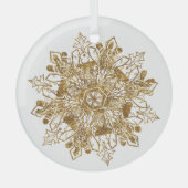 Glas met kerstavlas voor gouden mousserende sneeuw ornament (Voorkant)