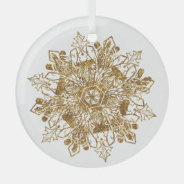 Glas met kerstavlas voor gouden mousserende sneeuw ornament
