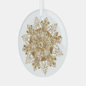 Glas met kerstavlas voor gouden mousserende sneeuw ornament (Voorkant links)