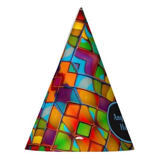 Glas met kleur: op maat gesneden levendige venster feesthoedjes (Links)