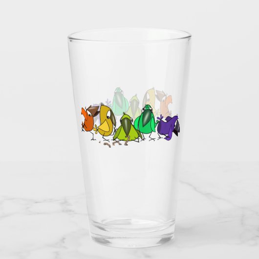 Glas met kleurrijke vogels (Achterkant)