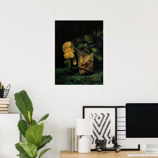 Glas met rozen door Vincent van Gogh Poster (Thuiskantoor)