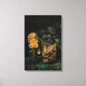 Glas met rozen van Vincent van Gogh Canvas Afdruk (Voorkant)