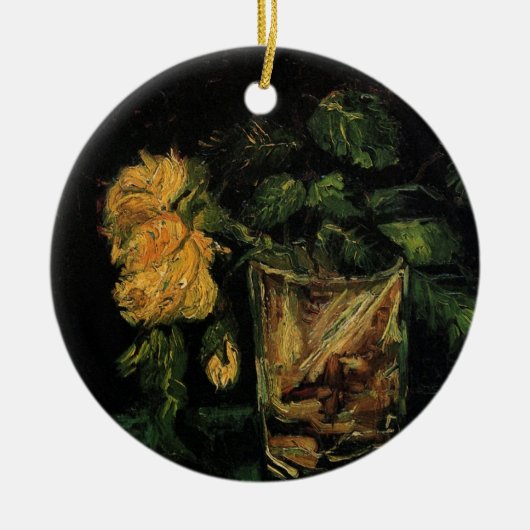Glas met rozen van Vincent van Gogh Keramisch Ornament (Voorkant)
