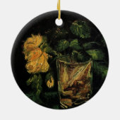 Glas met rozen van Vincent van Gogh Keramisch Ornament (Achterkant)