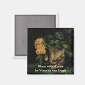 Glas met rozen van Vincent van Gogh Magneet (Voorkant / Achterkant)