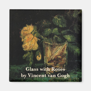 Glas met rozen van Vincent van Gogh Magneet