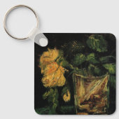 Glas met rozen van Vincent van Gogh Sleutelhanger (Voorkant)