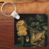 Glas met rozen van Vincent van Gogh Sleutelhanger (Voorkant)