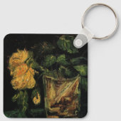 Glas met rozen van Vincent van Gogh Sleutelhanger (Achterkant)