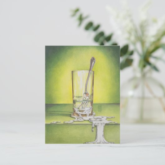 Glas met smeltvork briefkaart (Staand voorkant)