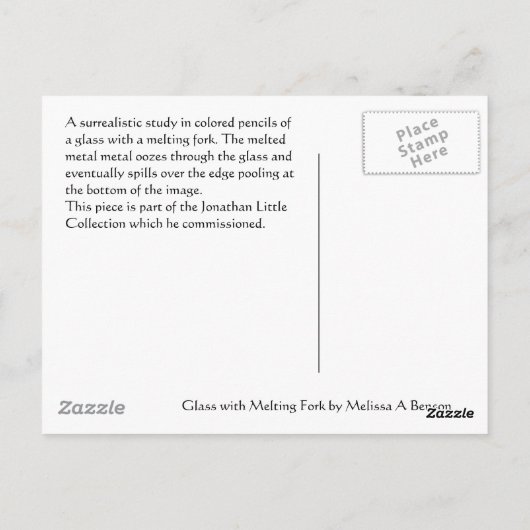 Glas met smeltvork briefkaart (Achterkant)