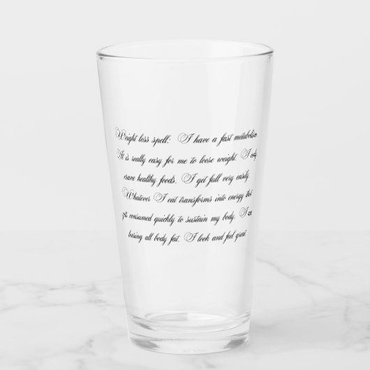 Glas met spellen voor gewichtsverlies (Voorkant)